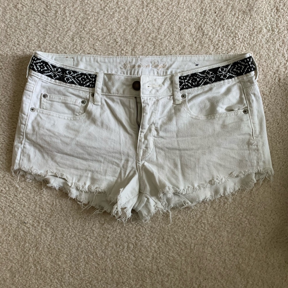 AE white jean shorts